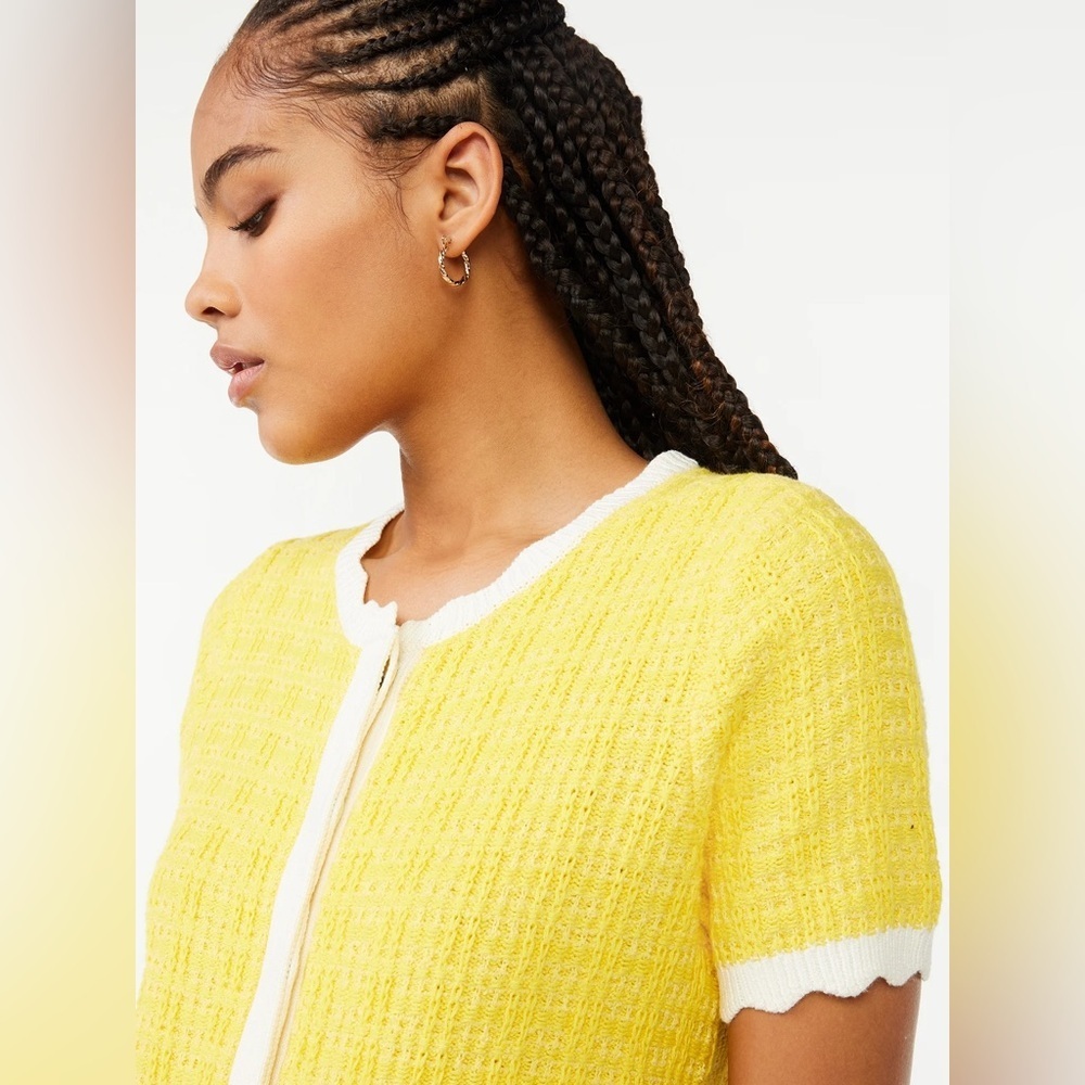 Vintage Inspired Yellow Mini Knit Retro Mod Sweater Dress XL Mad Men 1950s chic - Picture 5 of 11